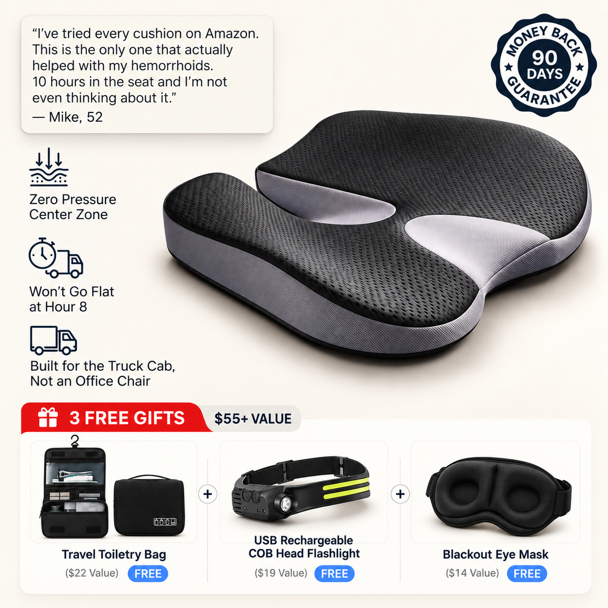 The Long Haul Kit | Seat Cushion for Truckers with Hemorrhoids